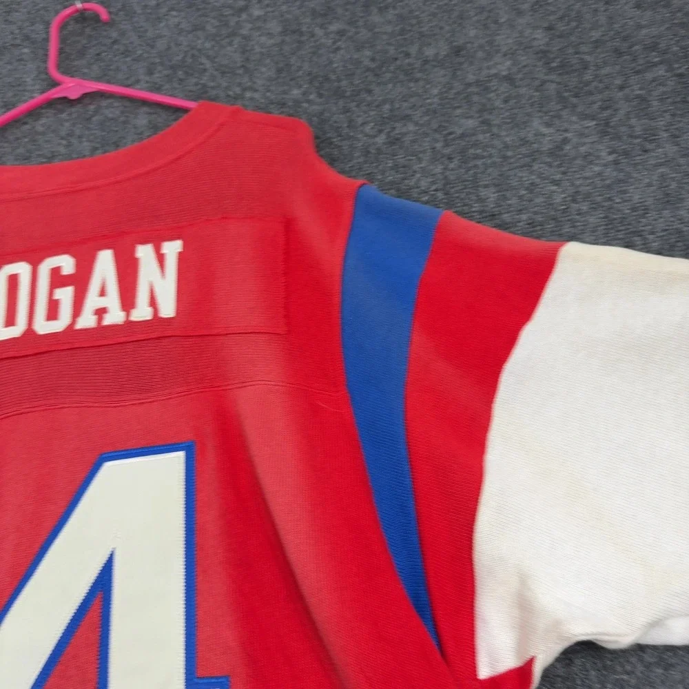 New England Patriots Reebok Jersey L Red Cotton Steve Grogan Heavyweight Vintage